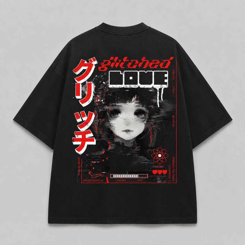 Playera Oversized Glitched Love