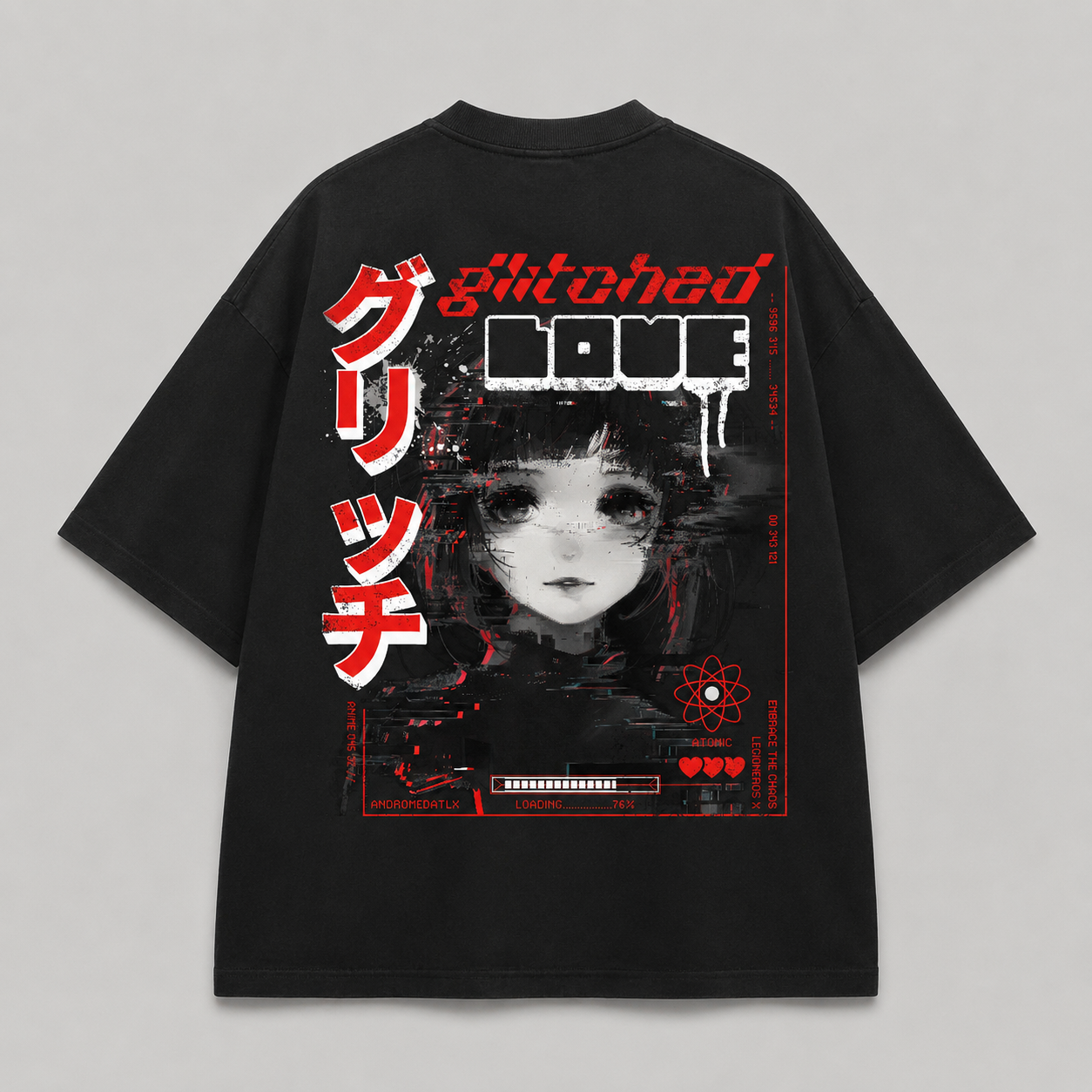 Playera Oversized Glitched Love